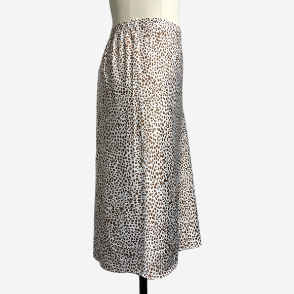 Jcrew Factory NWT cheetah leopard printed bias slip skirt midi elastic waist XS - Picture 2 of 9